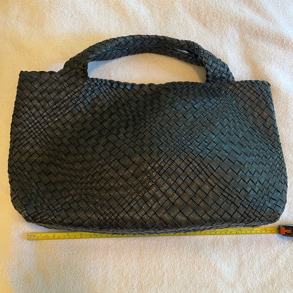 Falor $1195 black leather woven tote